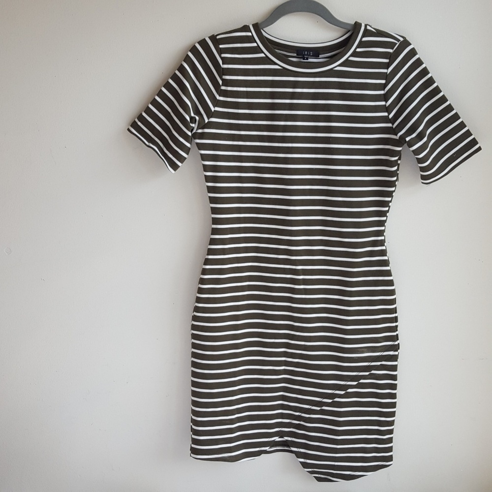 Iris Asymmetric Bodycon Striped  Dress